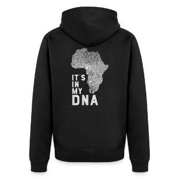 DNA von Afrika - Unisex Premium Bio Zip Hoodie - Schwarz - Hinten - Nico (187cm)