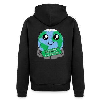 Fridays For Future Stop Klima Co2 Protest Geschenk - Unisex Premium Bio Zip Hoodie - Schwarz - Hinten - Nico (187cm)