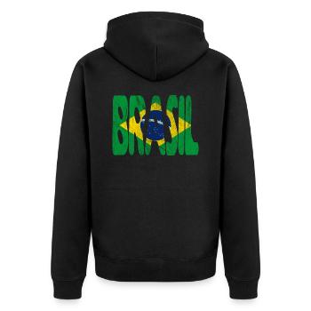 Brasil Brazil Brazilian flag trip - Unisex Premium Organic Zip Hoodie - black - Back - Nico (187cm)