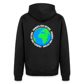 Fridays For Future Stop Klima Co2 Protest Geschenk - Unisex Premium Bio Zip Hoodie - Schwarz - Hinten - Nico (187cm)