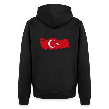 Türkei Umriss Türkische Flagge Türke Urlaub Reise - Unisex Premium Bio Zip Hoodie - Schwarz - Hinten - Nico (187cm)
