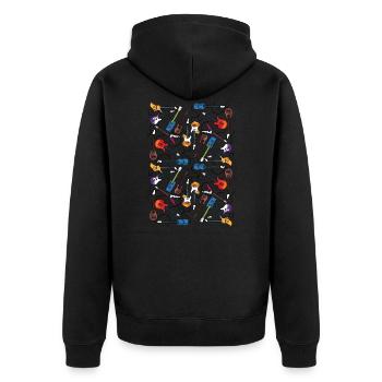 Funny Guitar Player Guitarist Music Addiction Gift - Unisex Premium Organic Zip Hoodie - black - Back - Nico (187cm)