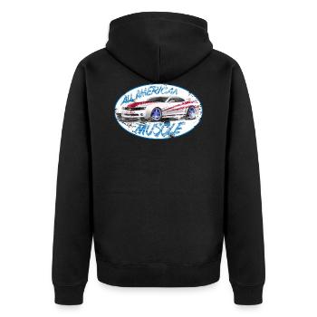 All American Muscle - Unisex Premium Organic Zip Hoodie - black - Back - Nico (187cm)