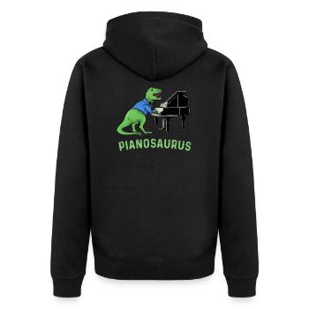 Pianosaurus - Klavier Dinosaurier T Rex Pianist Geschenk - Unisex Premium Bio Zip Hoodie - Schwarz - Hinten - Nico (187cm)