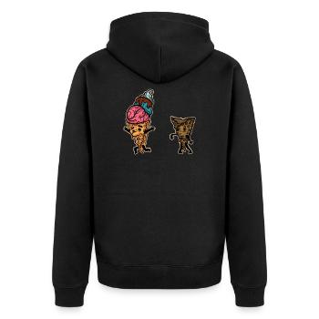 Eiscreme-Zombie - lustiges gefrorenes Nachtisch-Geschenk - Unisex Premium Bio Zip Hoodie - Schwarz - Hinten - Nico (187cm)