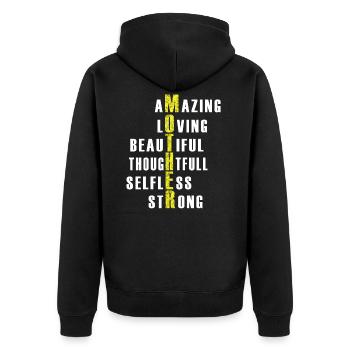 Mother's Day - Unisex Premium Organic Zip Hoodie - black - Back - Nico (187cm)
