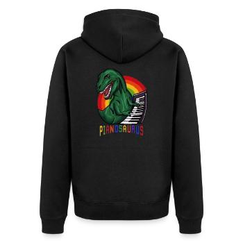 Pianosaurus - Klavier Dinosaurier T Rex Pianist Geschenk - Unisex Premium Bio Zip Hoodie - Schwarz - Hinten - Nico (187cm)