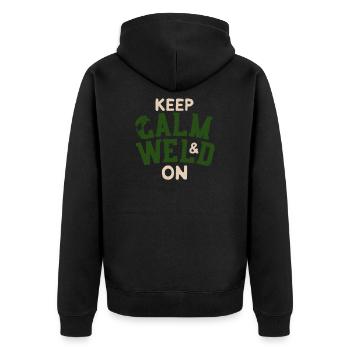 Behalten Sie Ruhe u. Schweißen Sie an - lustiger Schweißer-Schweißer - Unisex Premium Bio Zip Hoodie - Schwarz - Hinten - Nico (187cm)