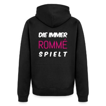 Rommè Rommee cadeau double tête Rummikub Rummy - Veste à capuche bio Premium Unisexe - noir - Dos - Nico (187cm)