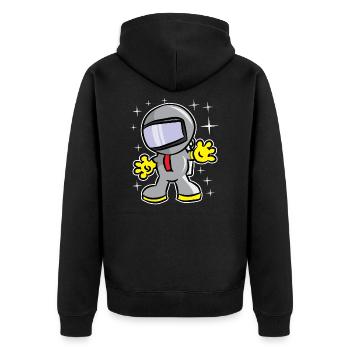 Kühlen funkelnden Astronauten - Unisex Premium Bio Zip Hoodie - Schwarz - Hinten - Nico (187cm)