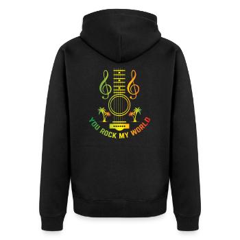Rock You my World Reggae - Unisex Premium Organic Zip Hoodie - black - Back - Nico (187cm)