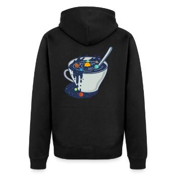 Galaxy Mug / Planeten Sonnensystem Geschenkidee - Unisex Premium Bio Zip Hoodie - Schwarz - Hinten - Nico (187cm)