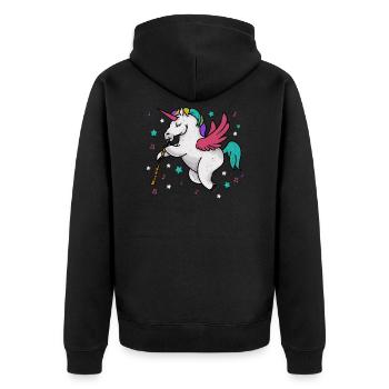 Flying Unicorn Musician - Clarinetist & Flutist - Unisex Premium Organic Zip Hoodie - black - Back - Nico (187cm)