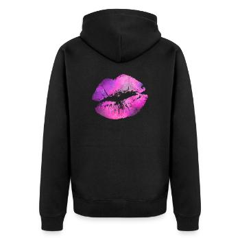 lips - Unisex Premium Organic Zip Hoodie - black - Back - Nico (187cm)