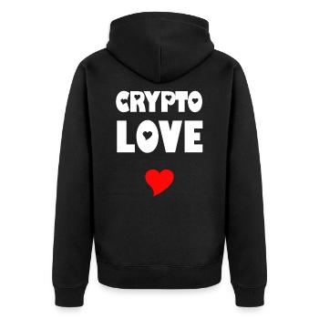 Crypto Love - Unisex Premium Bio Zip Hoodie - Schwarz - Hinten - Nico (187cm)