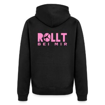 Rhönrad I Athlet I Mannschaft I Geschenk I Verein - Unisex Premium Bio Zip Hoodie - Schwarz - Hinten - Nico (187cm)