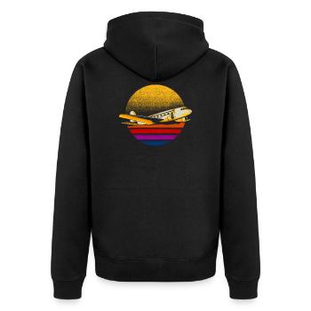 Retro Flugzeug - Vintage Luft- und Raumfahrtflugzeug - Unisex Premium Bio Zip Hoodie - Schwarz - Hinten - Nico (187cm)