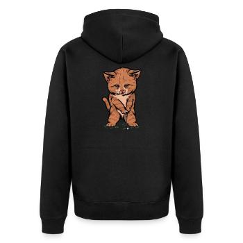 Cat Playing Golf - Funny & Cute Golfer Animal - Unisex Premium Organic Zip Hoodie - black - Back - Nico (187cm)