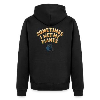 Manchmal befeuchte ich meine Pflanzen - Lustiges Gartenspiel - Unisex Premium Bio Zip Hoodie - Schwarz - Hinten - Nico (187cm)
