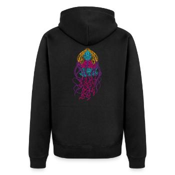 Ornamental Jellyfish - Spiritual Magical Animal - Unisex Premium Bio Zip Hoodie - Schwarz - Hinten - Nico (187cm)