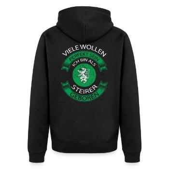 Steiermark - Unisex Premium Bio Zip Hoodie - Schwarz - Hinten - Nico (187cm)