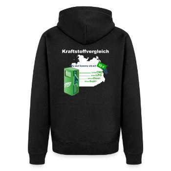 Kraftstoffvergleich - Unisex Premium Bio Zip Hoodie - Schwarz - Hinten - Nico (187cm)