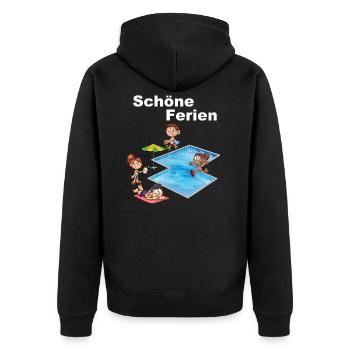 Schöne Ferien - Unisex Premium Bio Zip Hoodie - Schwarz - Hinten - Nico (187cm)