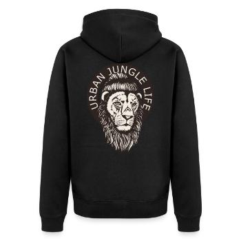 Grande ville Jungle Lion Hipster Dutt et Bart - Veste à capuche bio Premium Unisexe - noir - Dos - Nico (187cm)