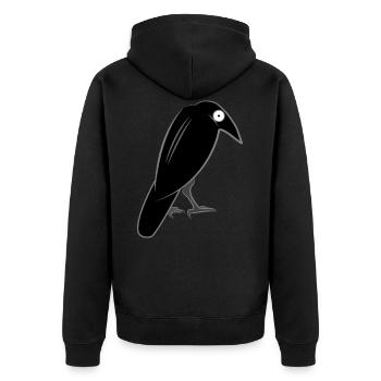 Crow - Unisex Premium Organic Zip Hoodie - black - Back - Nico (187cm)