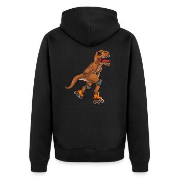 Skating T Rex - Cute Trex Dinosaur Skater - Unisex Premium Organic Zip Hoodie - black - Back - Nico (187cm)