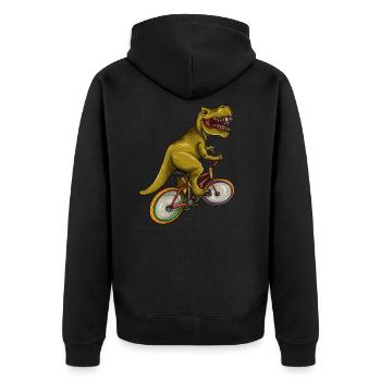 T Rex Riding Bicycle - Cycliste cycliste drôle de dinosaure - Veste à capuche bio Premium Unisexe - noir - Dos - Nico (187cm)