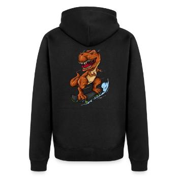 Skateboarding T Rex - Trex Dinosaur Skateboarder - Unisex Premium Organic Zip Hoodie - black - Back - Nico (187cm)