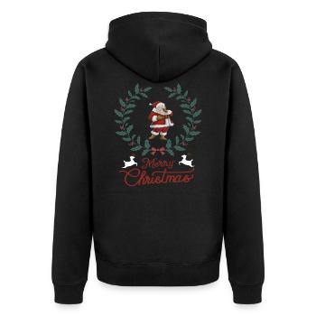 Weihnachten Rentier Christmas Winter Xmas Geschenk - Unisex Premium Bio Zip Hoodie - Schwarz - Hinten - Nico (187cm)