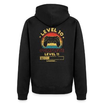 Tee shirt Cadeau Enfant 10 Anniversaire Niveau 10 Jung - Veste à capuche bio Premium Unisexe - noir - Dos - Nico (187cm)