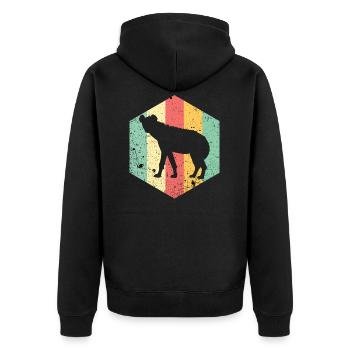 Hyäne - Unisex Premium Bio Zip Hoodie - Schwarz - Hinten - Nico (187cm)