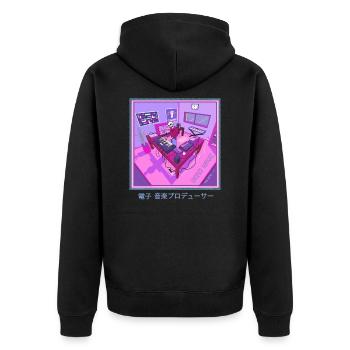 Synthwave Electronic Music Producer Vaporwave - Unisex Premium Bio Zip Hoodie - Schwarz - Hinten - Nico (187cm)