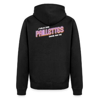 J veux des paillettes - Veste à capuche bio Premium Unisexe - noir - Dos - Nico (187cm)