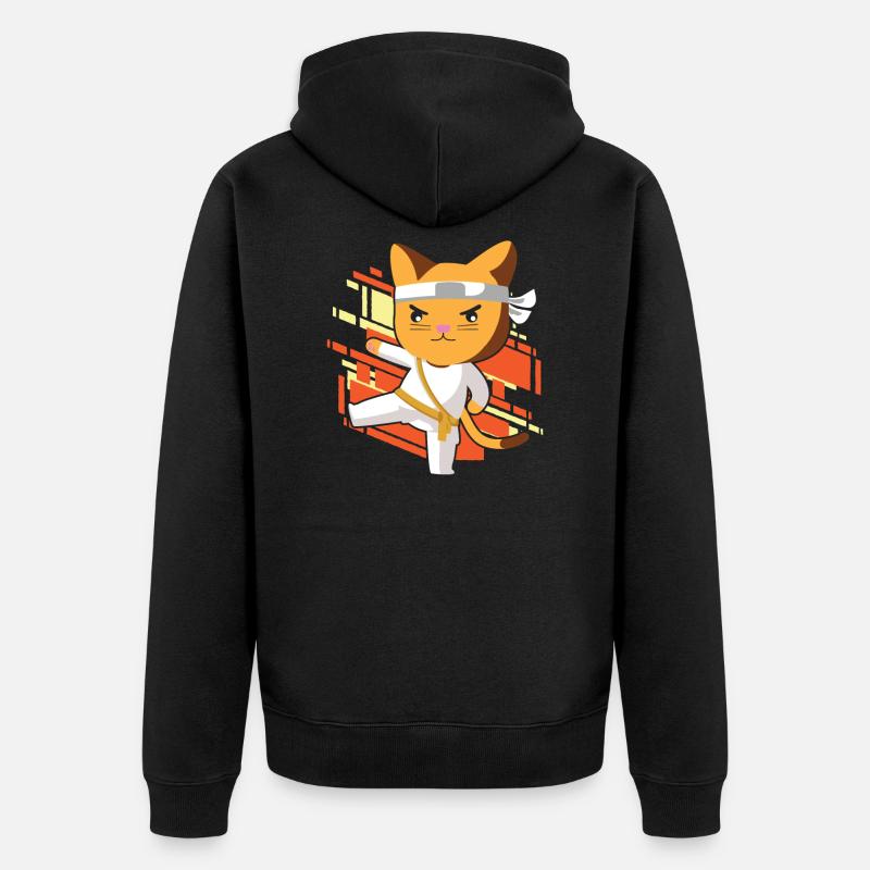 Chat de karaté - Veste à capuche bio Premium Unisexe - noir