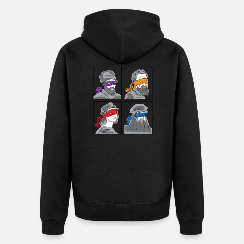 Leonardo Donatello Michelangelo Raphael cadeau - Veste à capuche bio Premium Unisexe - noir