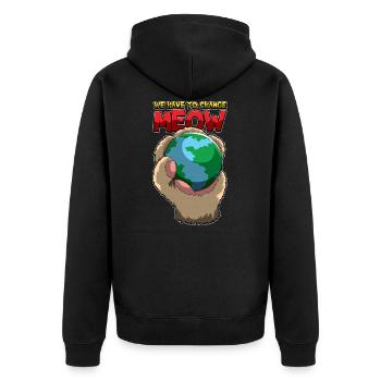 We Have To Change MEOW - Tag der Erde Natur Pfote - Unisex Premium Bio Zip Hoodie - Schwarz - Hinten - Nico (187cm)