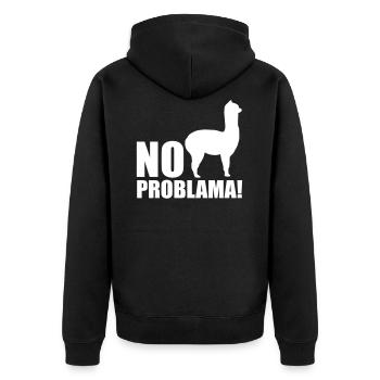 Cool Alpaca No Prob Lama Meme Fun Saying - Unisex Premium Organic Zip Hoodie - black - Back - Nico (187cm)