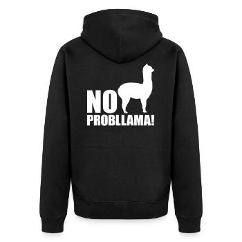 Cool Alpaca No Prob Llama Meme Fun Saying - Unisex Premium Organic Zip Hoodie - black - Back - Nico (187cm)