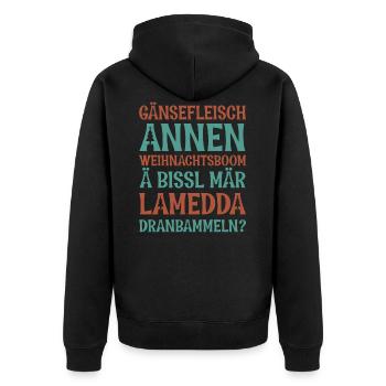 Weihnachtbaum & Lametta (Sächsisch-Edition) - Unisex Premium Bio Zip Hoodie - Schwarz - Hinten - Nico (187cm)