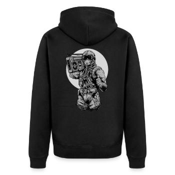 Vintage Boombox jet fighter pilot retro 90s 80s - Unisex Premium Organic Zip Hoodie - black - Back - Nico (187cm)