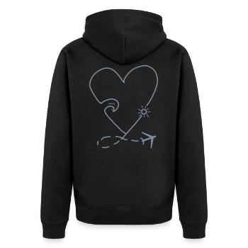 Travel - Unisex Premium Bio Zip Hoodie - Schwarz - Hinten - Nico (187cm)