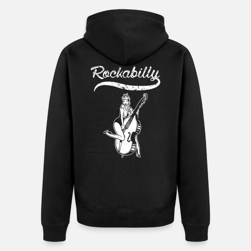 Rockabilly PinUp Kontrabass - Veste à capuche bio Premium Unisexe - noir