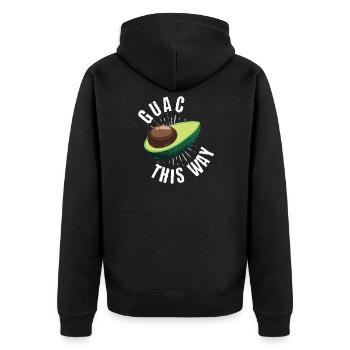 Guac This Way Humor Avocado Fruit Food - Unisex Premium Organic Zip Hoodie - black - Back - Nico (187cm)