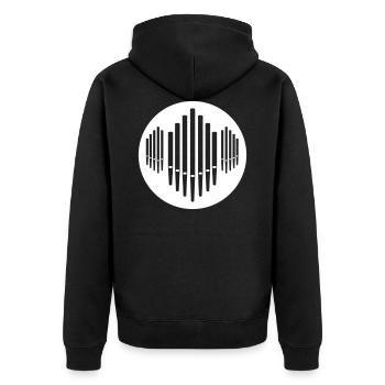 Orgel - Unisex Premium Bio Zip Hoodie - Schwarz - Hinten - Nico (187cm)