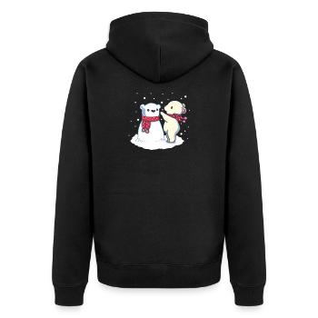 Animal mignon ours polaire avec cadeau de bonhomme de neige - Veste à capuche bio Premium Unisexe - noir - Dos - Nico (187cm)