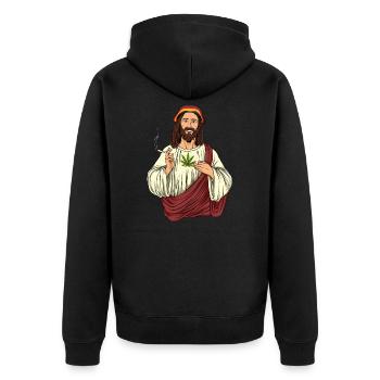 Le fumeur Jésus fume du cannabis - Plante sacrée - Veste à capuche bio Premium Unisexe - noir - Dos - Nico (187cm)